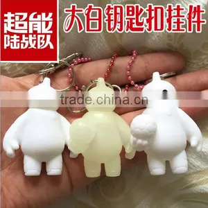 Glow in the Dark Baymax Characeter Mascot Football Baymax Keychain thumbnail-2