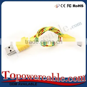 Factory Supply Short 30CM Flat Noodle Design Braided Nylon USB A-B Micro Cable thumbnail-5