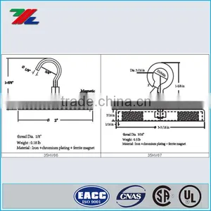 Ferrite 80mm Dia.Magnetic Mount Hook,57lb Chrome Plated thumbnail-2