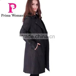 2016 Spring Fashion Long Slim Fit Women Coat With Paint Button thumbnail-1