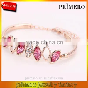 Rose Gold Rhinestone Crystal Opal Adjustable Bracelets & Bangles for Women thumbnail-1