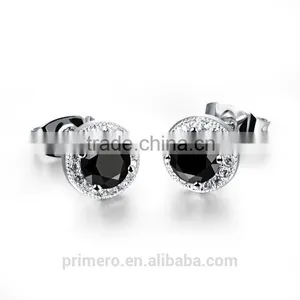 Round Design Real Gold Plated Fashion Jewelry Zircon Crystal Wedding Earrings thumbnail-5