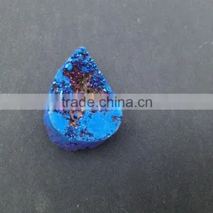 In Stock!!! Blue Color Agate Necklace Drusy Pendant Pear Shape Druzy Pendant thumbnail-5