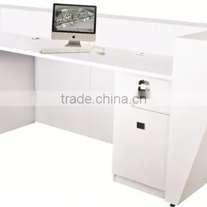 Elegant Diamond Shape White Modern Reception Desk thumbnail-2