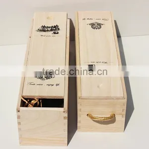 Wholesale Single Pine Unfinished Wooden Wine Bottle Boxes thumbnail-1