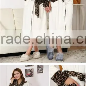 2015 New Design Warm Terry Couples Sexy Leopard Bathrobe thumbnail-3