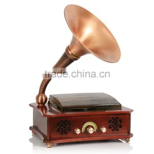 Antique Retro Wooden Gramophone With USB MP3 Player 2015 thumbnail-1