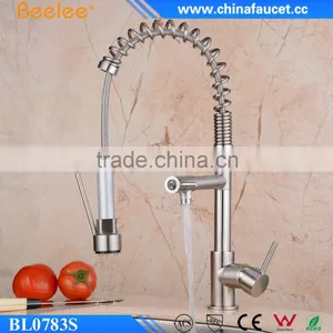 Beelee BL0783SN Single Handle Dual Spout Pull Out Sprayer Brushed Nickel Kitchen Faucet Quality Choice thumbnail-3