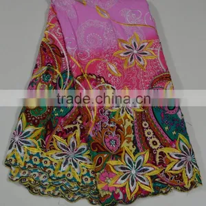 2015 New Arrival Bule 100 % Cotton Big Voile Lace Polish Lace Fabrics Wholesale thumbnail-2