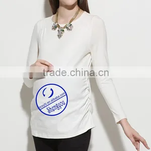 Wholesale 95% Cotton 5% Spandex Plain Maternity Clothes Blank Maternity T Shirts thumbnail-2