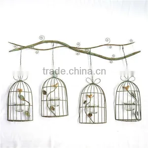 Metal Tree Branch With Birdcage Style Wall Plaque thumbnail-1