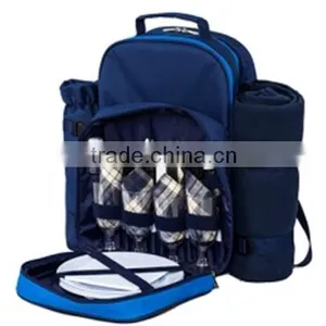 4 Person Picnic Bag With Backpack Strap/carrying Handle and Waterproof PEVA Backing Fleece Blanket thumbnail-2
