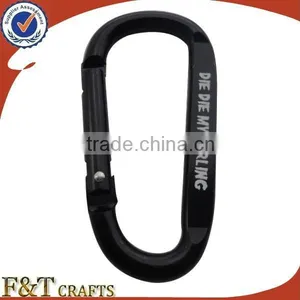 Cheap Black D Shaped Aluminum Alloy Snap Clip Aluminum Carabiner Keychain thumbnail-1
