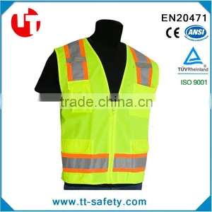 American Europe Style Polyester Mesh High Visibility Lime Green/yellow Safety Reflective Jacket thumbnail-1