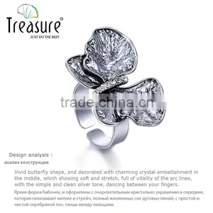 Fashion Jewelry Butterfly and White Diamond New Design Ladies Finger Ring thumbnail-6