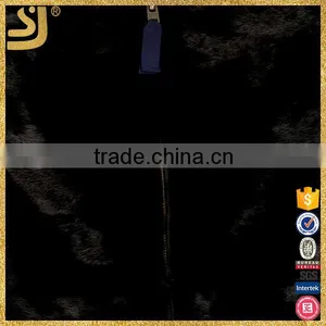 SHANGYI Black 3/4 Sleeve Zipper Cropped Fur Coat for Woman thumbnail-5