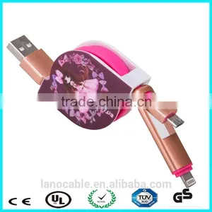 Logo Custom 2 in 1 Retractable USB Charging Cable thumbnail-6
