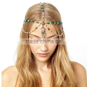 2016 New HotBohemian Metal Rhinestone Water Pendant Head Chain Jewelry Headband thumbnail-1