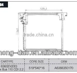 Aluminum Condenser for Mercedes Benz V-class 638/2(v200)VITO Box Bus 110 CDI 2.2 thumbnail-1