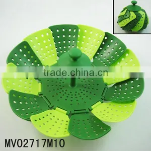 Nylon Collapsible Steamer Basket,Green and Dark Green thumbnail-1
