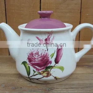 Ceramic Insulated Tea and Water Pot With Camellia Decal thumbnail-1