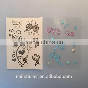 Custom New Fashion Rhinestone Metallic Tattoo Crystal Gold Foil Tattoo Stickers thumbnail-6
