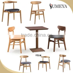 European Style Bistro Chair pu Leather Seat Solid Wood Modern Wood Chair thumbnail-2