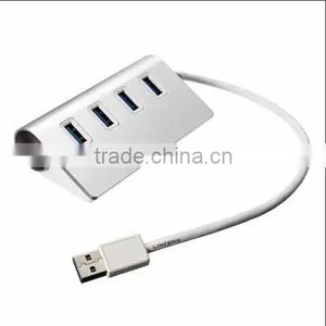 New Portable USB 3.0 4 Port Aluminum USB Splitter Hub With USB Cable thumbnail-2