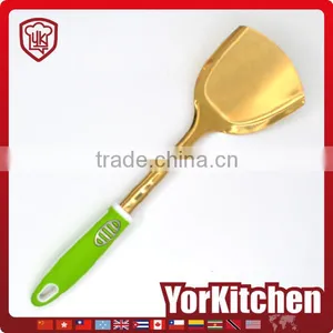 Super Quality New Design TPR Handle Gold Plating Stainless Steel Wok Turner thumbnail-1