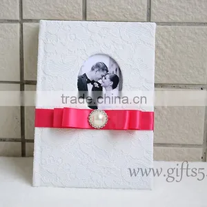 Classical and Top Quality Lace White Wedding Guest Book thumbnail-4