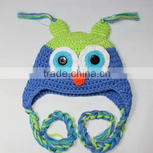 Toddler Baby Crochet Owl Ear Flat Beanie Hat FCK-119190850 thumbnail-1