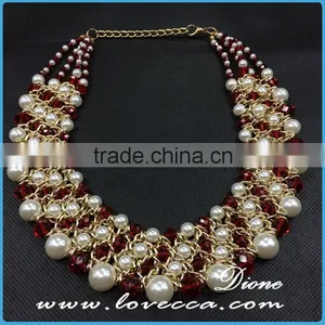New Luxury Wedding Gift Jewelry Exaggerate Beads Fancy Gold Necklace thumbnail-2