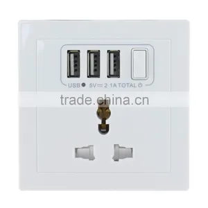 CE Approved Standard Grounding Global Wall Socket With 3 Usb Port thumbnail-1