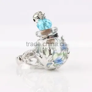 Wholesale Stripe Clear Mini Glass Bottle Fragrance Perfume Ring Essential Oil Rings for Women thumbnail-2
