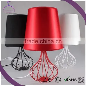 Metal Wire Table Lamp Base Fabric Shade Table Lamp thumbnail-1