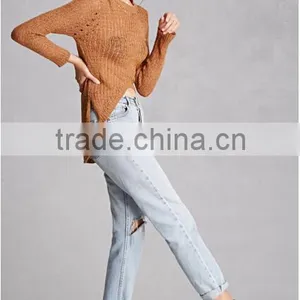 Guangzhou Factory Manufacturer Fashion Hollow Irregular Hem New Design Girls Sweaters 2016 Custom thumbnail-3