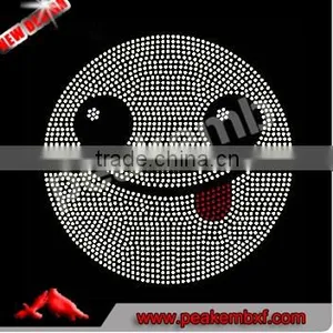 Smile DMC Rhinestones Smily Face Emoji Heat Transfers Wholesale for Kids Clothing thumbnail-2
