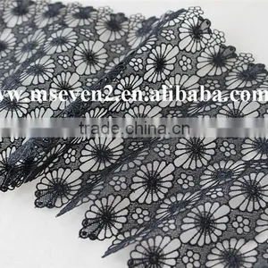 Black Color 20cm 100% Polyester Lace Trim Wholesale Flower Guipure Lace Trim Bridal Lace Trim for Dress thumbnail-5