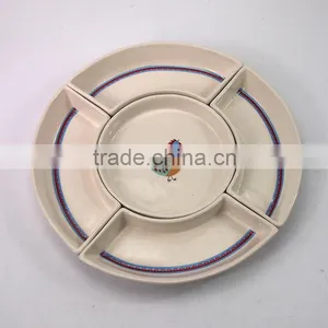 Hotel White Cheap Ceramic Plates Round Ceramic Dishes With Animal Pattern Painting Divided Dinner Plates For Restaurant Ceramic thumbnail-1