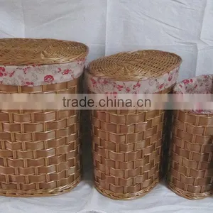 3/set Oval Willow Storage Nested Basket With Lids thumbnail-1