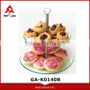 2 Tier Round Glass Buffet and Dessert Stand thumbnail-1
