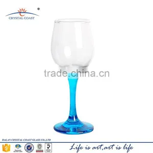 Cheap High Quality Blue Colored Wine Decorative Glass Goblet thumbnail-1