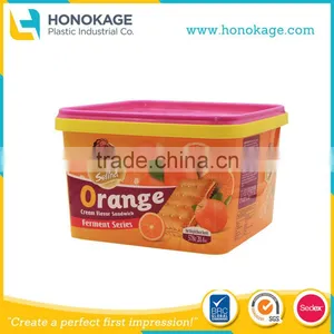 2.5L Custom IML Plastic Crackers Container,Plastic Biscuit/Pet Food Packaging Tub thumbnail-1