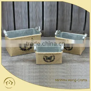 2014 Best Selling S/3 Fabric Metal Pot , Flower Pot for Wholesale thumbnail-1