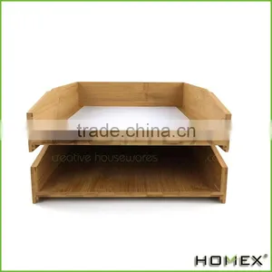 Stackable Bamboo Office Paper Tray Homex-BSCI thumbnail-1