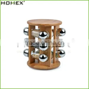 Multi-Purpose 12 Bottles Bamboo Wooden Spice Rack/Homex_Factory thumbnail-1