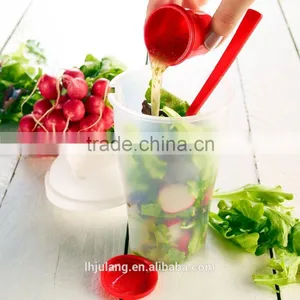 Wholesale BPA-Free Plastic Salad Shaker /plastic Salad Cup With Fork&dressing thumbnail-1