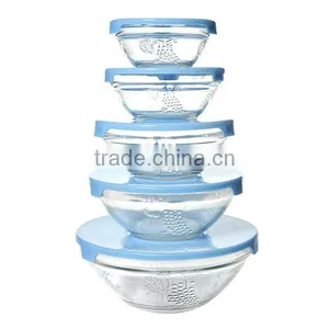 Different Sizes 5pcs Glass Bowl Set With Lid thumbnail-1