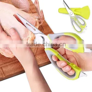 Stainless Steel Plastic Multi-function Kitchen Scissors Chicken Bone Scissor With Magnetic Holder Cover thumbnail-5
