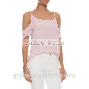 Woman Blouses Sexy Sleeveless Chiffon Ruffle Plus Size Ladies Blouses Casual Tops Clothing 2015 New Summer 4 Colors thumbnail-1